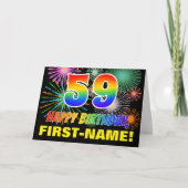 59e verjaardag: Vet, Plezier, Vuurwerk, Regenboog  Kaart (Voorkant)