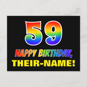 59e verjaardag: Vet, vun, eenvoudig, regenboog 59 Briefkaart