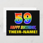 59e verjaardag: Vet, Vun, Eenvoudig, Regenboog 59 Briefkaart (Voorkant / Achterkant)