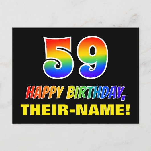 59e verjaardag: Vet, Vun, Eenvoudig, Regenboog 59 Briefkaart (Voorkant)