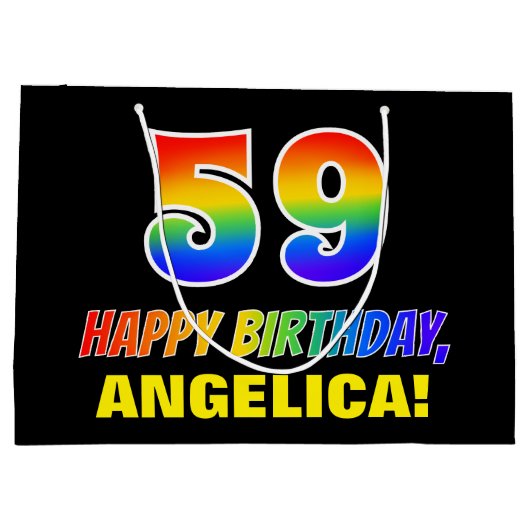 59e verjaardag: Vet, Vun, Eenvoudig, Regenboog 59 Groot Cadeauzakje (Achterkant)