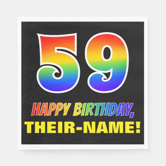 59e verjaardag: Vet, Vun, Eenvoudig, Regenboog 59 Servet (Voorkant)