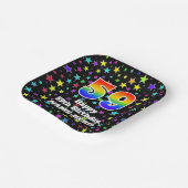 59e verjaardag: vun stars pattern en regenboog "59 papieren bordje (Gebogen)