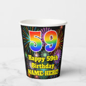 59e verjaardag: Vuurwerk Fun Pattern + Regenboog 5 Papieren Bekers (Achterkant)