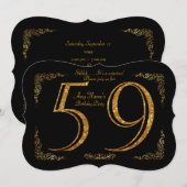 59e, Verjaardagsfeest 59e, grote Gatsby, zwart & g Kaart (Voorkant / Achterkant)