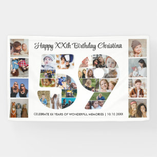 59e Verjaardagsfeest Nummer 59 Fotocollage Spandoek