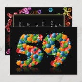 59e verjaardagsfeestje, met bubbels en ballen kaart (Voorkant / Achterkant)