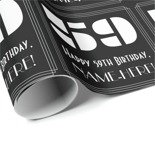 59ste verjaardag: Art Deco Geïnspireerde look "59" Cadeaupapier (Rol Hoek)