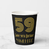 59ste verjaardag: Art Deco Geïnspireerde look "59" Papieren Bekers (Achterkant)