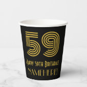 59ste verjaardag: Art Deco Geïnspireerde look "59" Papieren Bekers (Voorkant)