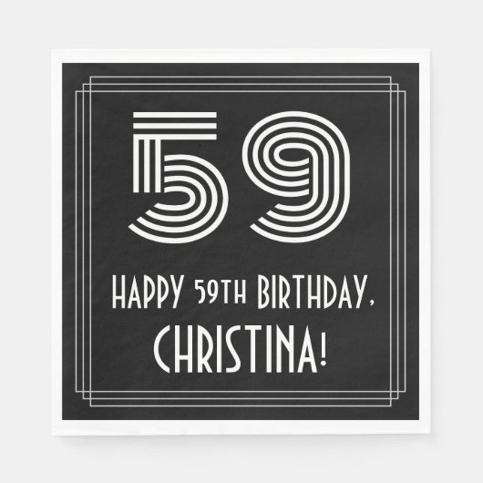 59ste verjaardag: Art Deco Geïnspireerde look "59" Servet (Voorkant)