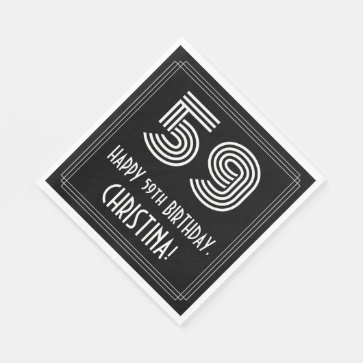 59ste verjaardag: Art Deco Geïnspireerde look "59" Servet (Hoek)