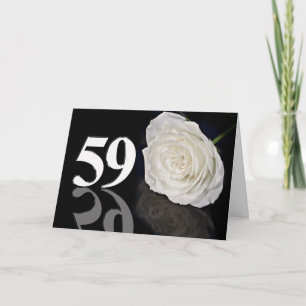 59ste verjaardag Kaart met een witte roos