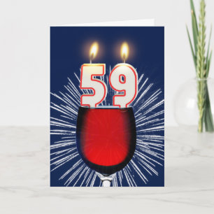 59ste Verjaardag met wijn en kaarsen Kaart