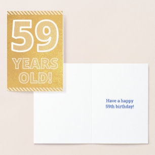 59ste verjaardag: Vet "59 JAAR OUD!" Goudfolie Kaa Folie Kaarten