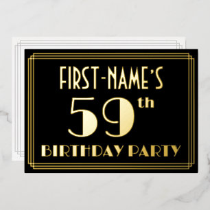 59ste verjaardagsfeest: Art Deco-look “59”, met na Folie Uitnodiging