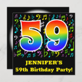 59ste verjaardagsfeestje: Leuke muzieksymbolen, Ra Kaart (Voorkant / Achterkant)