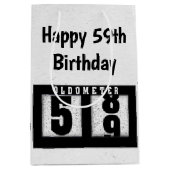 59th Birthday Black Odometer Medium Cadeauzakje (Voorkant)