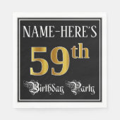 59th Birthday Party — Fancy Script, Faux Gold Look Servet (Voorkant)
