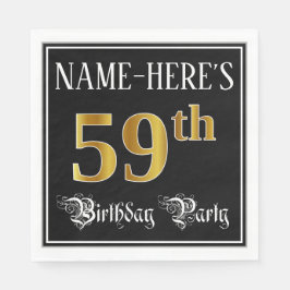 59th Birthday Party — Fancy Script, Faux Gold Look Servet