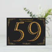 59th Birthday party, Gatsby styl, zwarte goudglitt Kaart (Staand voorkant)