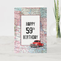 59th Birthday Red Retro Truck op Map