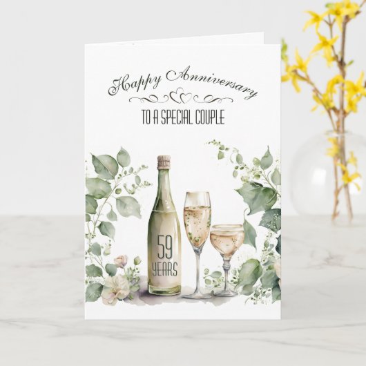 59th Wedding Anniversary Wine and Ivy   Kaart (Gele Bloem)