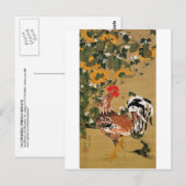 5. 向 日 鶏 図, 若 Sunflower en Rooster, Jakuchu Briefkaart (Voorkant / Achterkant)