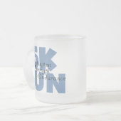 5.000 run Blue Matglas Koffiemok (Voorkant links)