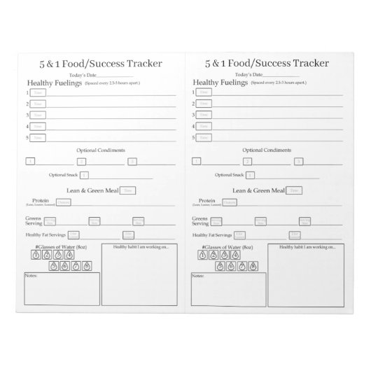 5 - 1 pagina's met de Tracker voor succes van leve Notitieblok (Voorkant)