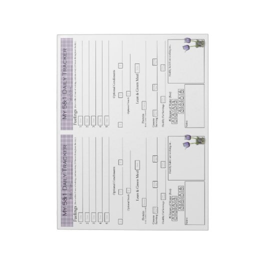 5 - 1 Pagina's voor de tracering van voedselsucces Notitieblok (Linkerzijde)