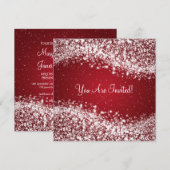 5.25"Elegante Bruiloft Sprankelende Golf Rood Kaart (Voorkant / Achterkant)