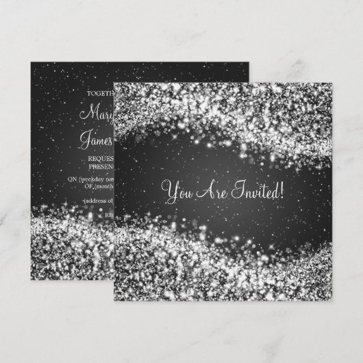 5,25-inch Elegant Wedding Sparging Wave Black Kaart (Voorkant / Achterkant)