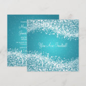 5,25-inch Elegant Wedding Sparging Wave Blue Kaart (Voorkant / Achterkant)