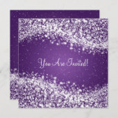 5,25-inch Elegant Wedding Sparging Wave Paars Kaart (Voorkant / Achterkant)