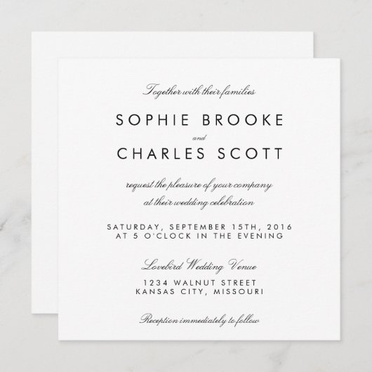 5,25-inch Square Simple Chic Sjabloon Wedding Kaart (Voorkant / Achterkant)
