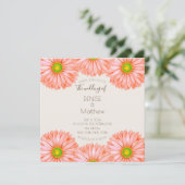 5,25 inch x 5,25 inch Apricot Gerbera Huwelijksuit Kaart (Staand voorkant)