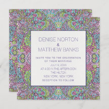 5,25 inch x 5,25 inch Groovy Daisy Wedding Invitat
