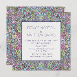 5,25 inch x 5,25 inch Groovy Daisy Wedding Invitat Kaart