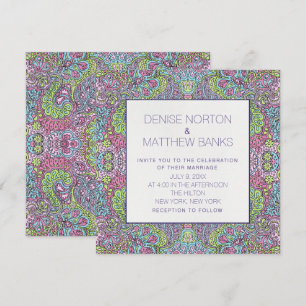 5,25 inch x 5,25 inch Groovy Daisy Wedding Invitat Kaart