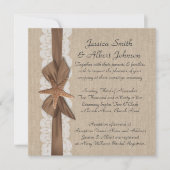 5.25 "x 5.25" Elegant Burlap Lint Zeesterren Uitno Kaart (Voorkant)