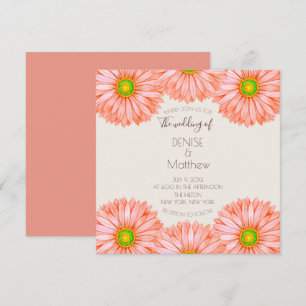5,25 x 5,25-inch Abrigade Gerbera Wedding Invitati Kaart