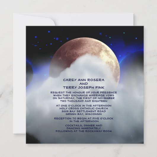5,25 x 5,25-inch Space Planets Wedding Invitation Kaart (Voorkant)