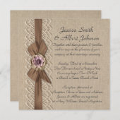 5.25 "x 5.25" Romantisch Kant Bloemen Burlap Lint Kaart (Voorkant / Achterkant)