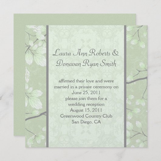 5.25x5.25 Abstract Bleek Lime Grijze Bladeren Takk Kaart (Voorkant / Achterkant)