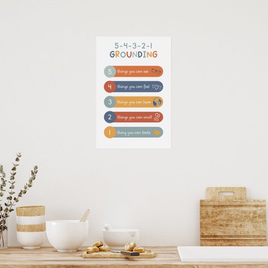 5-4-3-2-1 Grondtechniek Boho Classroom Poster (Keuken)