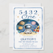 5 4 3 2 Eén Astronaut 1e Verjaardag Kaart (Voorkant)