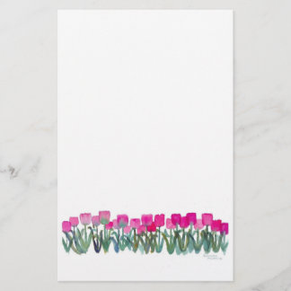 5,5-inch x 8,5-inch Waterverf roze tulpserij Briefpapier