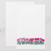 5,5-inch x 8,5-inch Waterverf roze tulpserij Briefpapier (Voorkant / Achterkant)