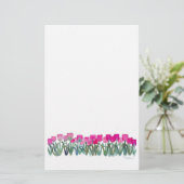 5,5-inch x 8,5-inch Waterverf roze tulpserij Briefpapier (Staand voorkant)
